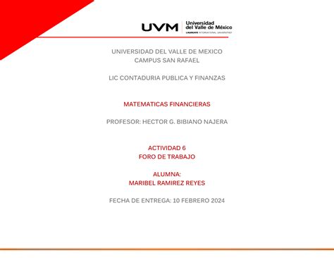 A Foro De Trabajo Mrr Universidad Del Valle De Mexico Campus San