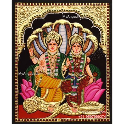 Vishnu And Lakshmi Tanjore Painting Andal Tanjore Painting