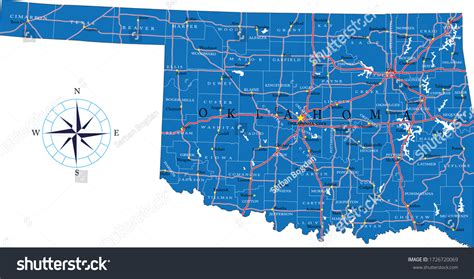 Oklahoma State Detailed Political Map Stock Vector (Royalty Free ...