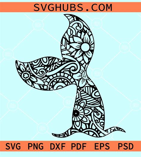 Mandala Mermaid Tail Svg Mermaid Tail Clip Art Svg Mermaid Tail