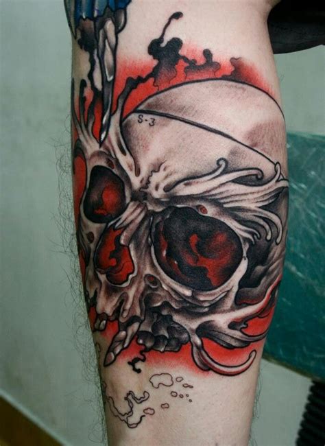 Skull tattoo. Love the red Bone Tattoos, Skull Tattoos, Skulls And ...