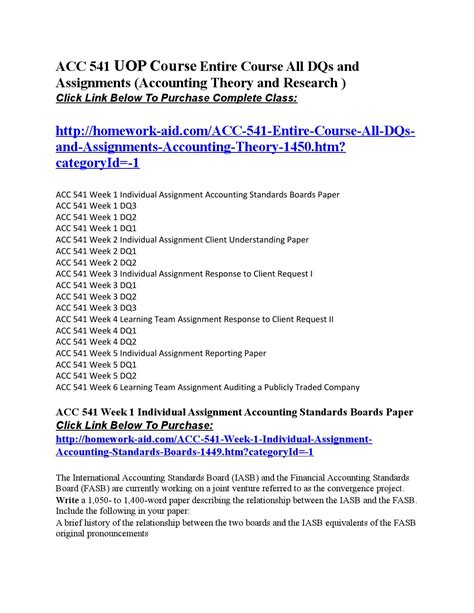 Acc 541 Uop Course All Dqs And Assignments Accounting Theory And