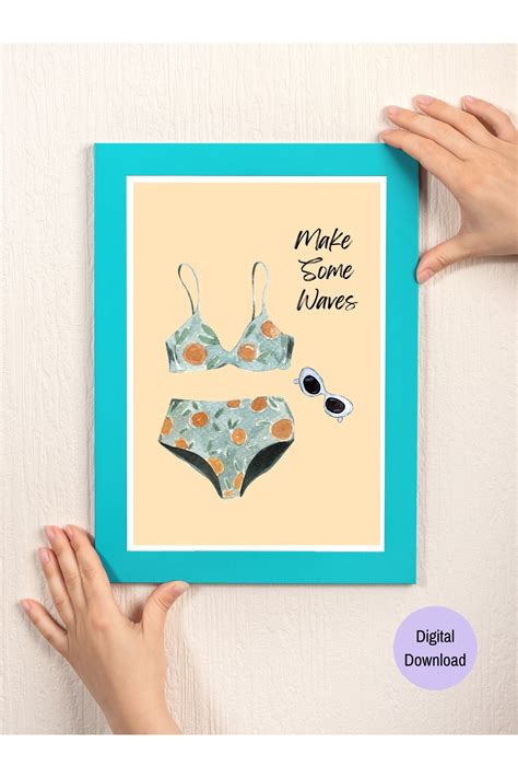 Retro Bikini Printable Wall Art Vintage Swimsuit Poster Make Some