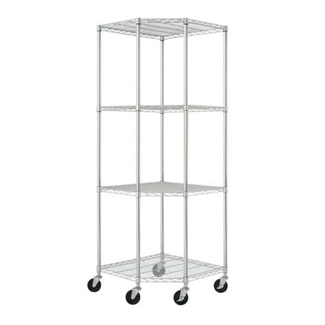 Trinity Ecostorage Chrome Tier Rolling Corner Steel Wire Shelving