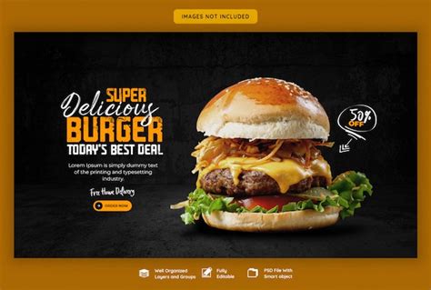 Premium Psd Delicious Burger And Food Menu Web Banner Template