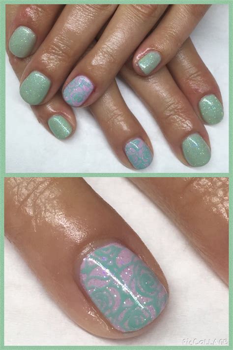 Cnd Shellac Manicure In Cake Pop Mint Convertible Stamping And Additives