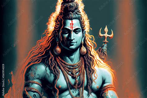 Lord Shiva Gott der Zerstörung epische Pose mit Tribuvhan für t shirt