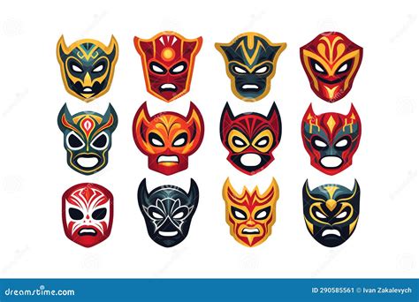 Lucha Libre Set Of Luchador Mexican Wrestling Masks Vector