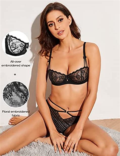 Embroidered Lace Unlined Bra Demi Sheer See Through Underwire Bras Wingslove