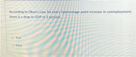 Solved According to Okun's Law, for every 1percentage point | Chegg.com