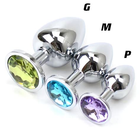 Plug Anal em Aço inox Polido Detalhe de Joia na Base P M G SEX SHOP Produto Adulto Casal