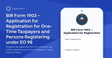 bir form  application   time taxpayers  eo  registration