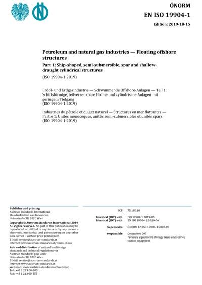 ONORM EN ISO 19904-1:2019 - Petroleum and natural gas industries ...