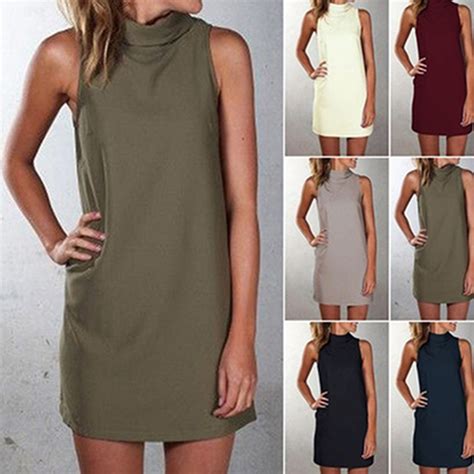 Women Fashion Sleeveless High Neck Dress Bellechic