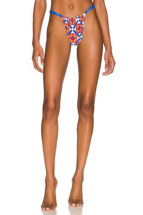 WeWoreWhat Adjustable Ruched Bikini Bottom In Off White Multi REVOLVE