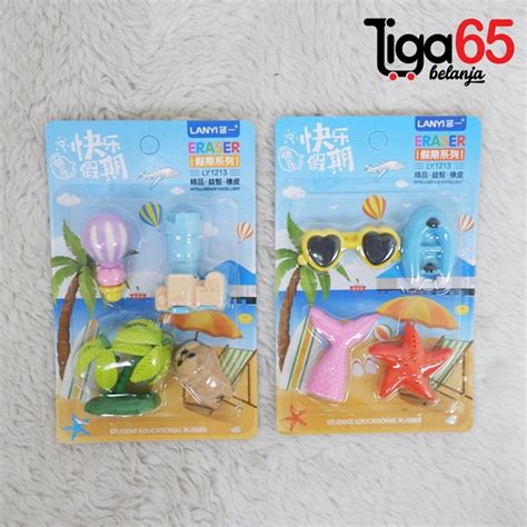 Jual Cartoon Eraser Penghapus Set Beach Shape Penghapus