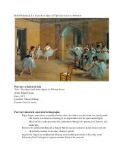 Paris ELO Museum Presentation Pdf Ballet Rehearsal Le Foyer De La