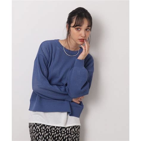 キューティーブロンド Cutie Blonde 2点セット季節の変わり目にちょうどいい 透かし柄ニットロンT ブルー 092 ファッション通販 MAGASEEK マガシーク