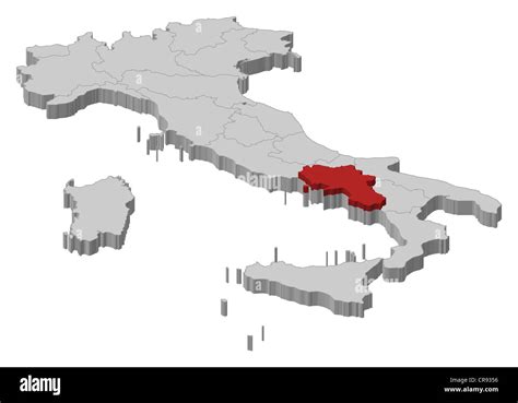 Political Map Of Italy With The Several Regions Where Campania Is