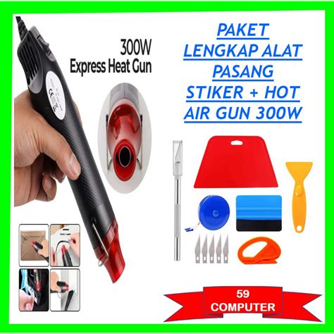 Jual Full Set Alat Pasang Stiker Mini Heat Hot Air Gun Low Watt 300W Mesin Pemanas Blower Uap