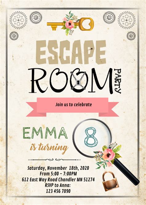 Escape Room Girl Birthday Invitation Template Postermywall