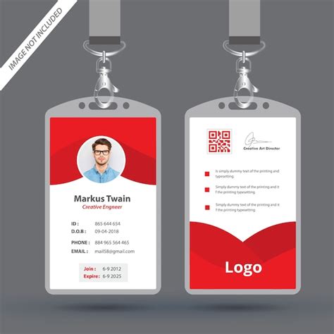 Premium Vector Red Employee Id Card Design Template