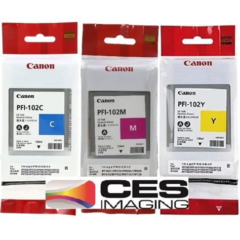 PFI 102 Canon Pigment Ink Tanks 130ml 3 Pack Colors