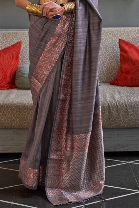 Lead Grey Silk Saree Nitaraa