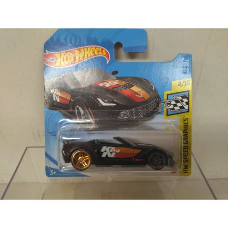 CHEVROLET CORVETTE C7 Z06 CONVERTIBLE BLACK 4 10 SPEED GRAPHICS 1 64 HOT WHEELS BCN STOCK CARS