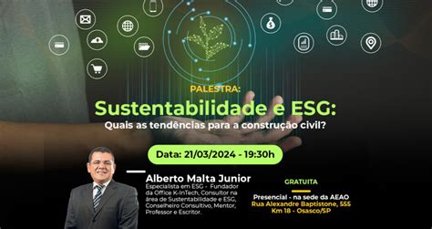 Palestra Sustentabilidade e ESG Quais as tendências para a construção