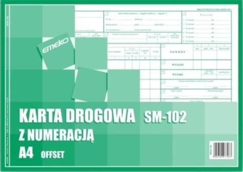 Druk Karta Drogowa Z Numeracj Sm Samoch D Ci Arowy A