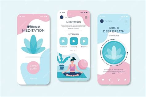 meditation app interface concept premium vector mobile app design