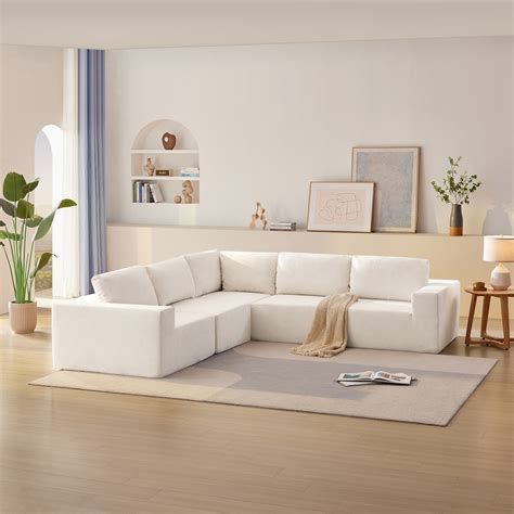 5 Pieces Sectional Sofa Set, Modular Sectional Sofa Convertible Sleeper ...