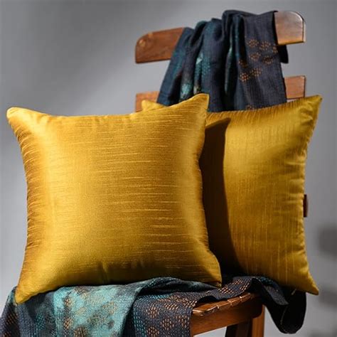 Scarlett Linens Gold Pillow Covers 18x18 Pillow Cover Set Of 2 Mustard Throw