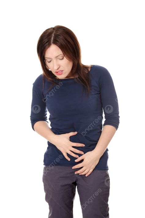 Woman Holding Her Stomach European, White, Female, Medicine PNG