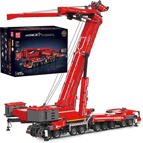 Mould King Technik Crane Construction Set Red Ltm Crane Truck