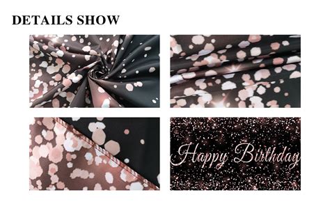 Haboke 10x8ft Durable Fabric Happy Birthday Backdrop Pink And Black Shiny Gold Dot