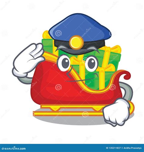 Police Santa Sleigh With Piles Presents Cartoon Stock Vector