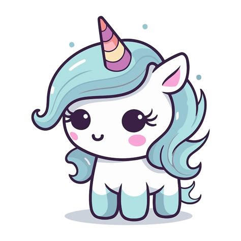 Cute Einhorn Cartoon Isoliert Auf Weißem Hintergrund Vektor