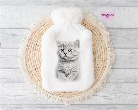 Cat Hot Water Bottle Gift For Her Personalised Hot Water Bottle Christmas Gift For Friend