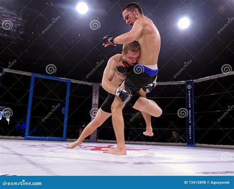 Athletes In The Octagonal Ring For Fights Extreme Sport Mixed Martial