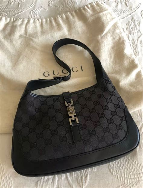 Gucci Vintage Authentice Black Canvas And Leather Mini Jackie O