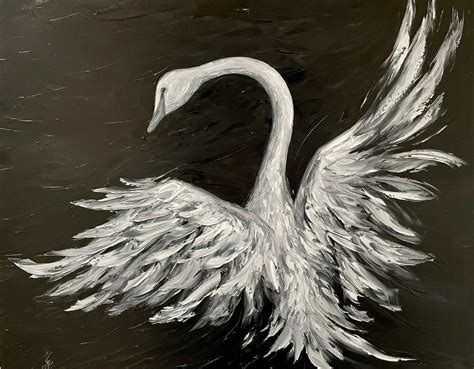 Grace Original Oil Painting Swan Black and White Bird Heron Egret - Etsy