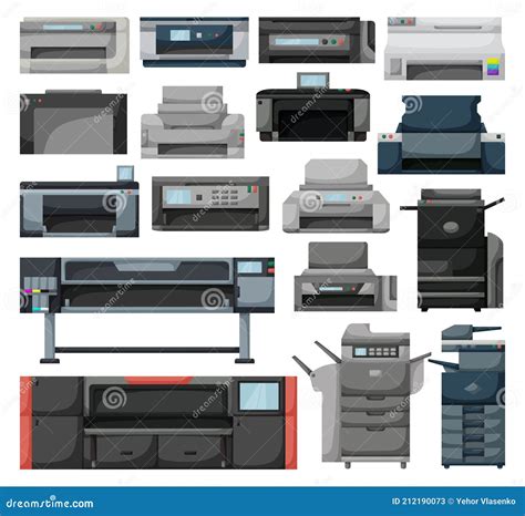 Printer Vector Cartoon Set Icon Vector Illustration Scanner Machine On