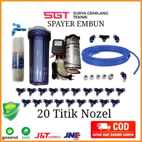 Jual PAKET POMPA EMBUN KABUT MISTING 20 TITIK NOZZLE HIDROPONIK