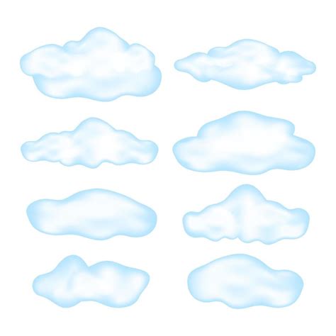 Conjunto De Nubes Azules De Dibujos Animados Aisladas Sobre Fondo