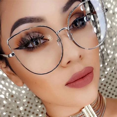 SHAUNA Oversize Women Metal Cat Eye Glasses Frame Brand Designer ...