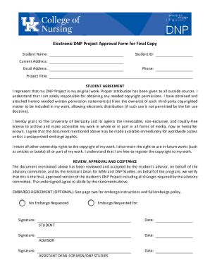 Fillable Online Electronic DNP Project Approval Form For Final Copy Fax