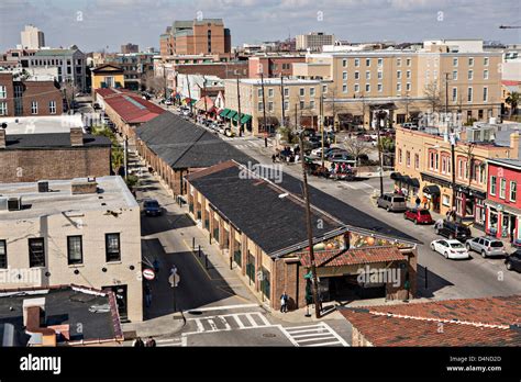 Aerial View Of The Historic Charleston City Market On Market Street In