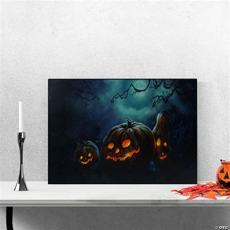 LED Lighted Spooky Halloween Jack-O-Lanterns Canvas Wall Art 23.5" x 15 ...